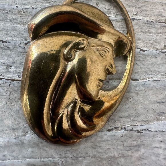 Vintage Art Nouveau Looking Girl Face Earrings - Picture 3 of 7